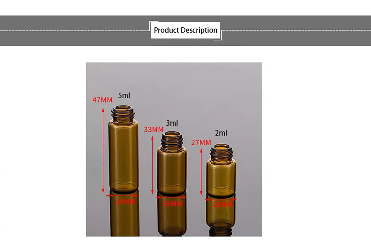 10 x 2ml & 3ml Transparent Amber Glass Vials